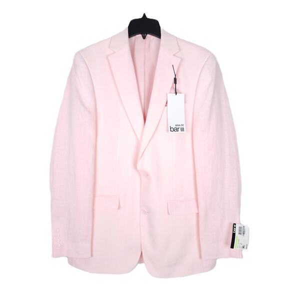 Bar III Men's Slim-Fit 100% Linen Suit Jacket Pink 40R NWT - Picture 1 of 7